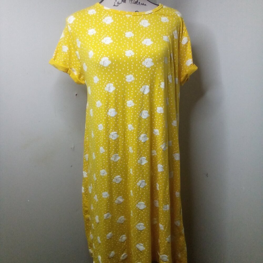 Thyme & Honey Dress Women S Short Sleeve Textured Pattern Yellow White